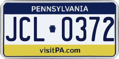 PA license plate JCL0372