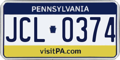 PA license plate JCL0374