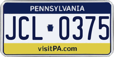 PA license plate JCL0375