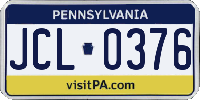 PA license plate JCL0376