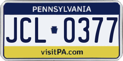PA license plate JCL0377
