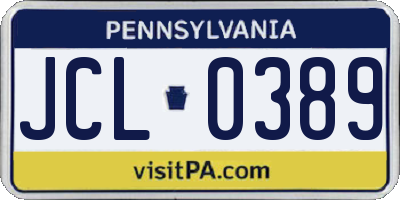 PA license plate JCL0389