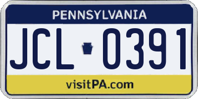 PA license plate JCL0391