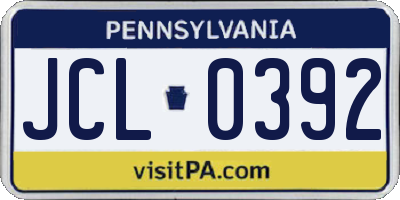 PA license plate JCL0392