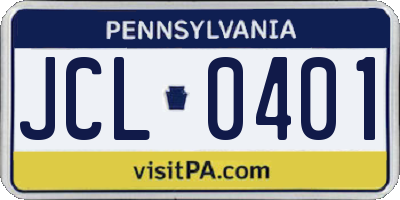PA license plate JCL0401