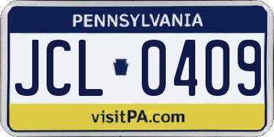 PA license plate JCL0409