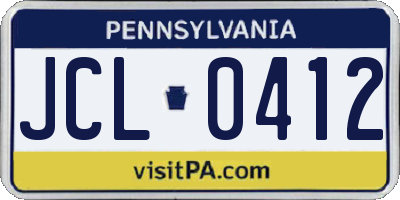 PA license plate JCL0412