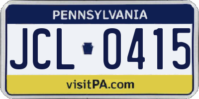PA license plate JCL0415
