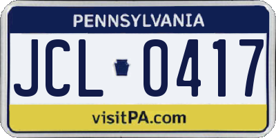 PA license plate JCL0417
