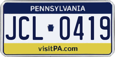 PA license plate JCL0419