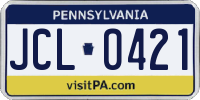 PA license plate JCL0421