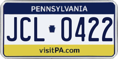 PA license plate JCL0422