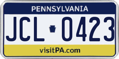 PA license plate JCL0423