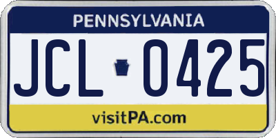 PA license plate JCL0425