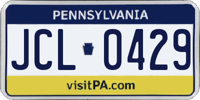 PA license plate JCL0429