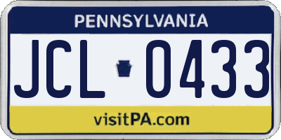 PA license plate JCL0433