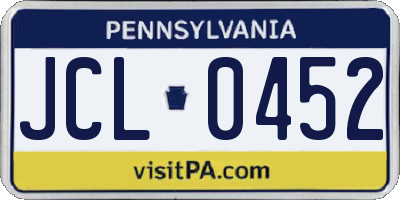 PA license plate JCL0452