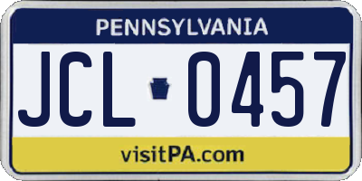 PA license plate JCL0457