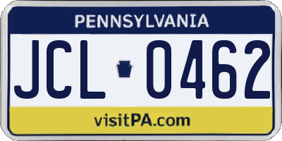PA license plate JCL0462