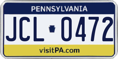 PA license plate JCL0472