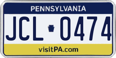 PA license plate JCL0474