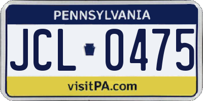 PA license plate JCL0475