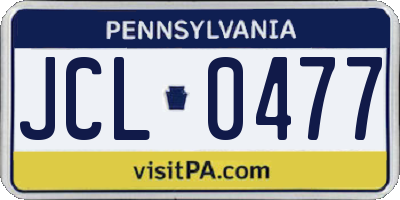 PA license plate JCL0477