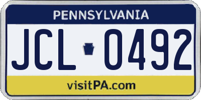 PA license plate JCL0492