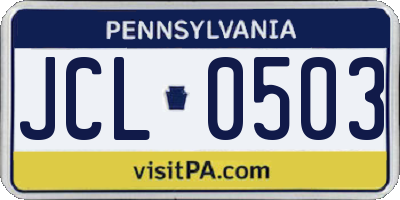PA license plate JCL0503