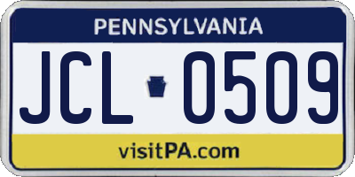 PA license plate JCL0509