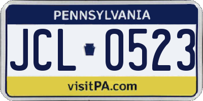 PA license plate JCL0523