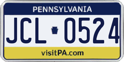 PA license plate JCL0524