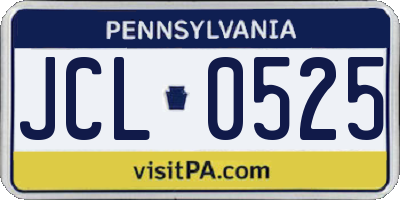 PA license plate JCL0525
