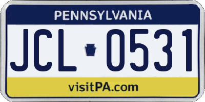 PA license plate JCL0531