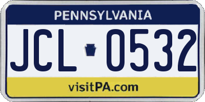 PA license plate JCL0532