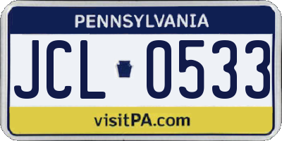 PA license plate JCL0533
