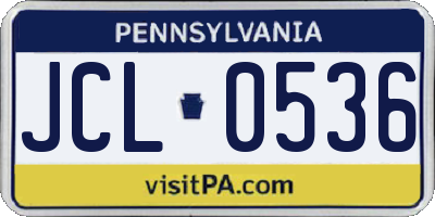 PA license plate JCL0536