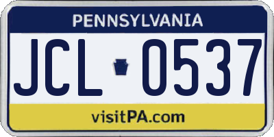 PA license plate JCL0537