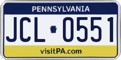 PA license plate JCL0551
