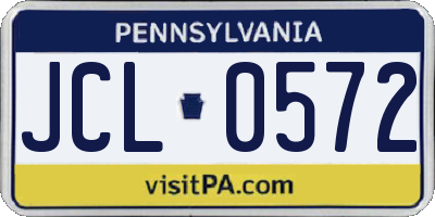 PA license plate JCL0572