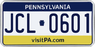 PA license plate JCL0601