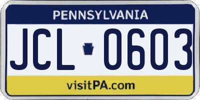 PA license plate JCL0603