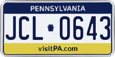 PA license plate JCL0643