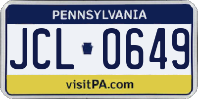 PA license plate JCL0649