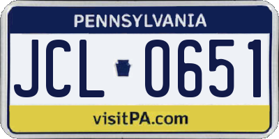 PA license plate JCL0651