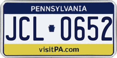 PA license plate JCL0652