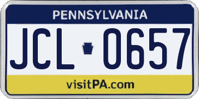 PA license plate JCL0657
