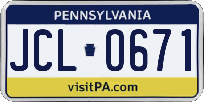 PA license plate JCL0671