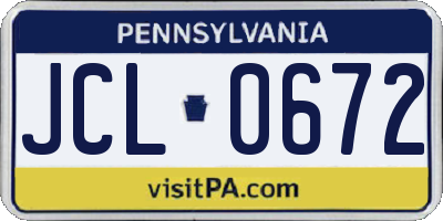 PA license plate JCL0672