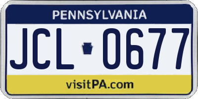 PA license plate JCL0677